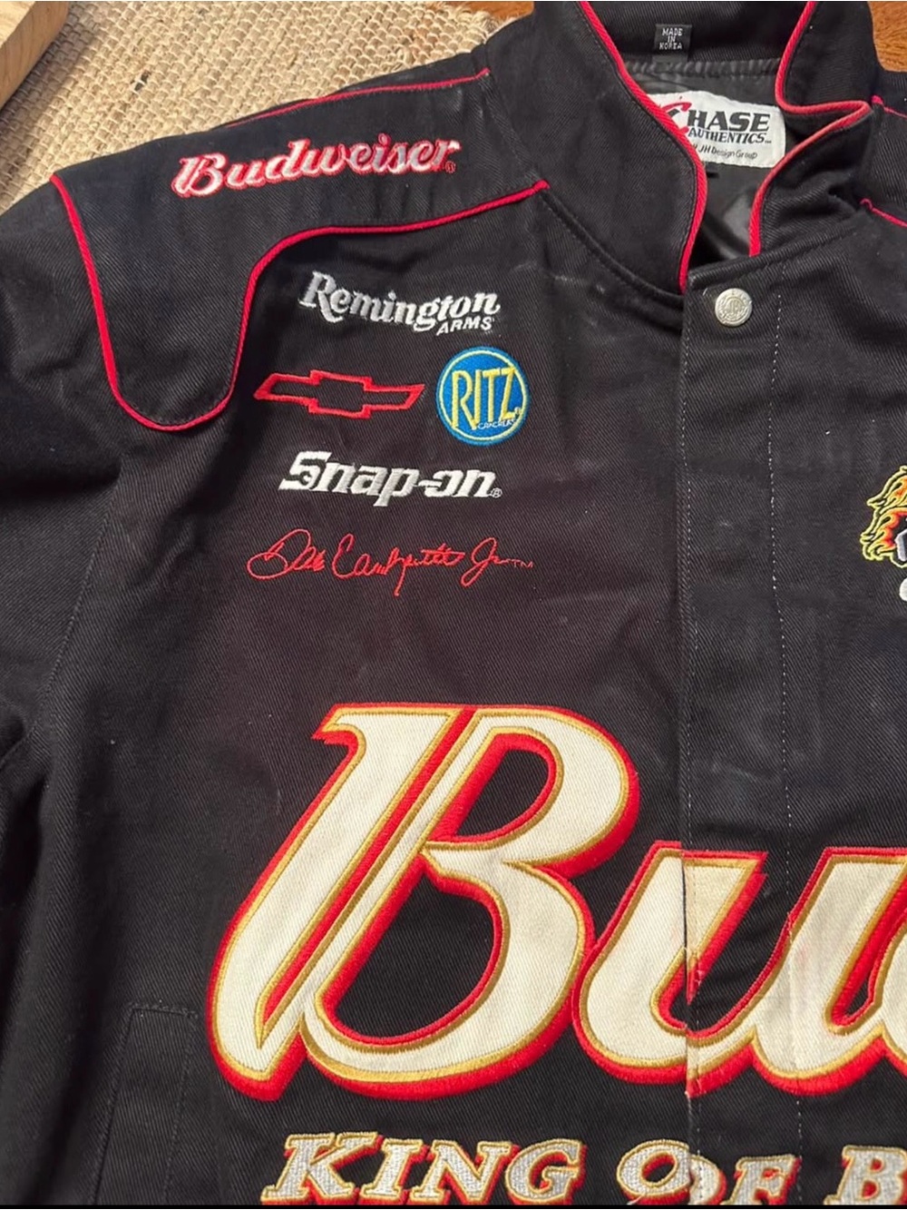 Dale Earnhardt Jr. -Chase Authentics Black Racing Bomber Jacket